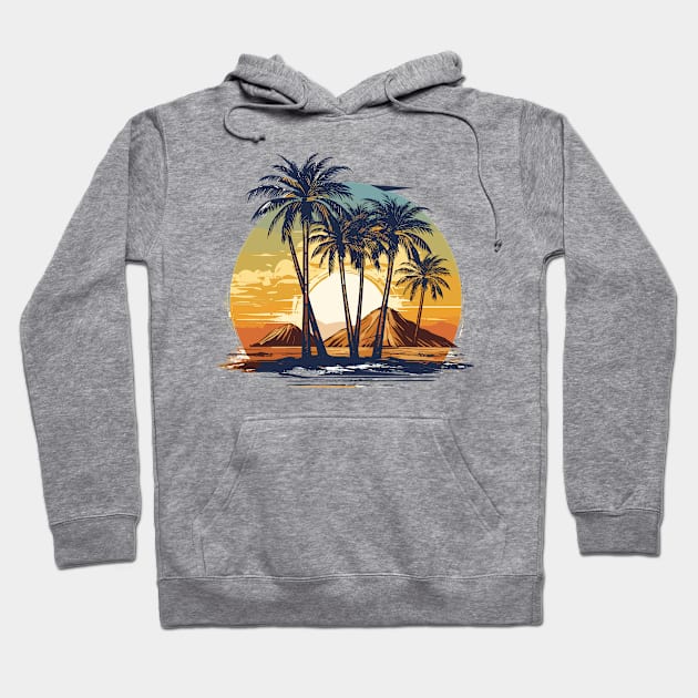 Natural background, sunset at the side of the river on palm branches Hoodie by FK